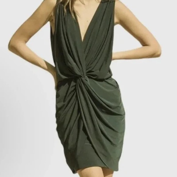 Misa Los Angeles Dresses & Skirts - MISA LOS ANGELES Leza Ruched Knot Front Mini Dress Sleeveless Green M NEW